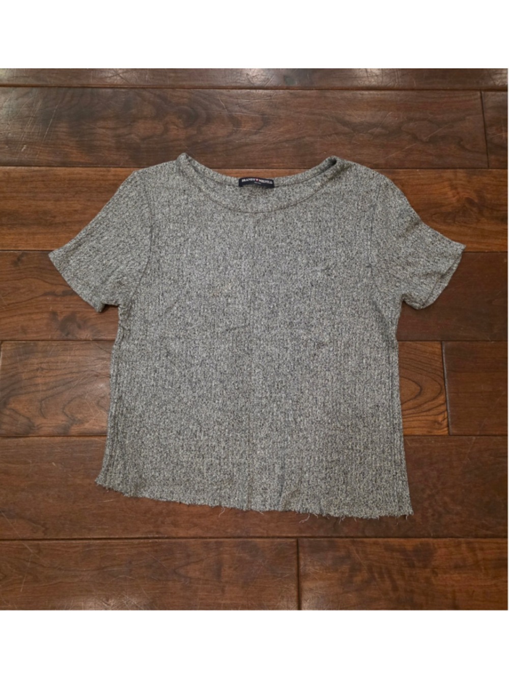 Women's Brandy Melville Grey Short Sleeve Ribbed Tee one size